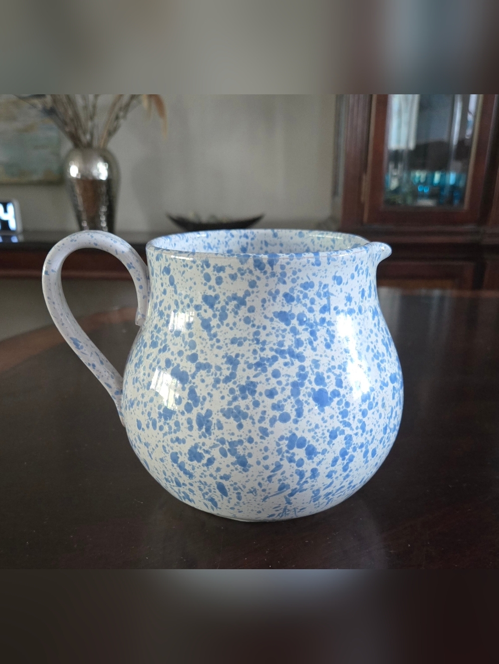 Vintage Blue Speckled Pitcher